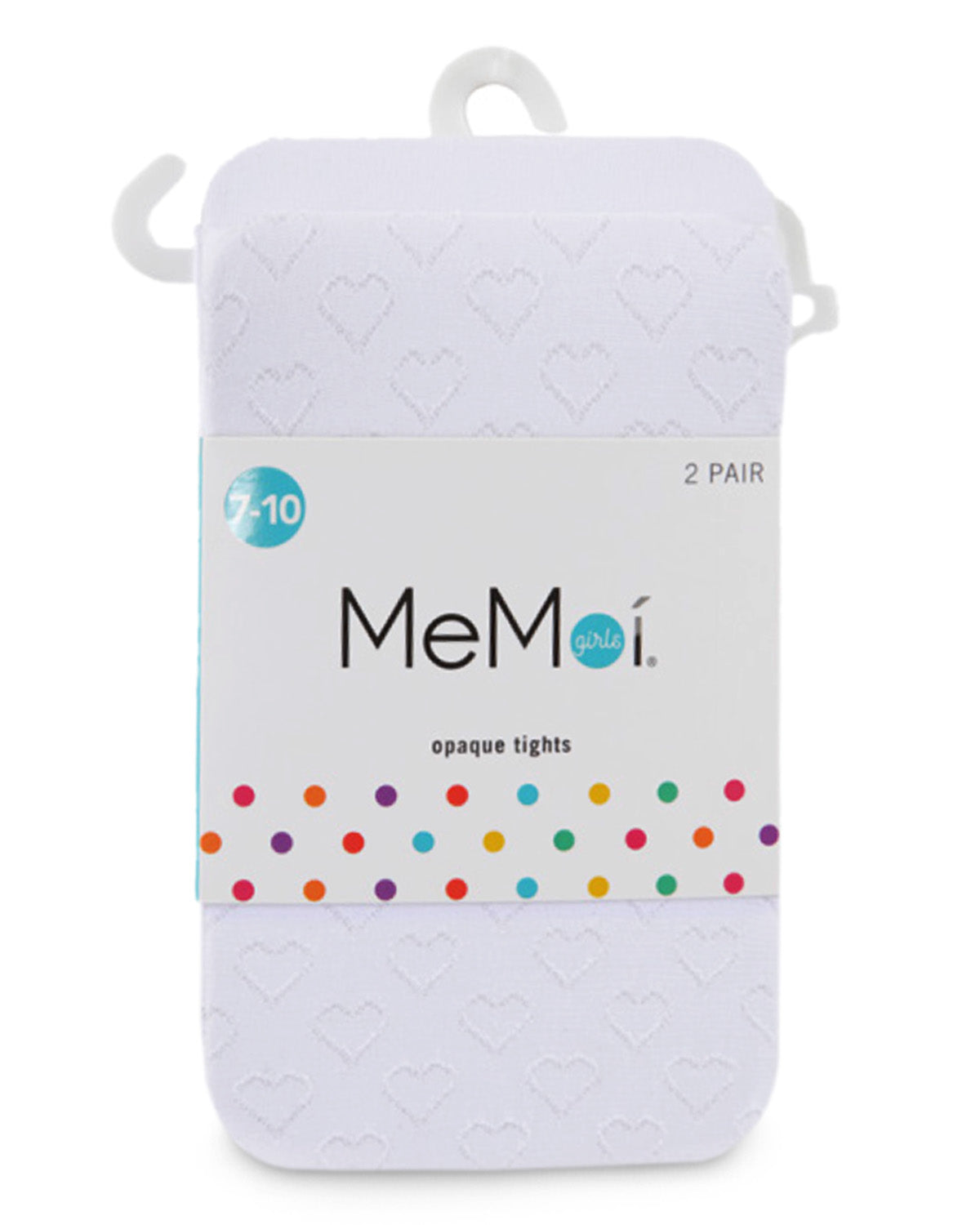 Girls' 2 Pair Pack Nylon Heart Tights : Color: White-White