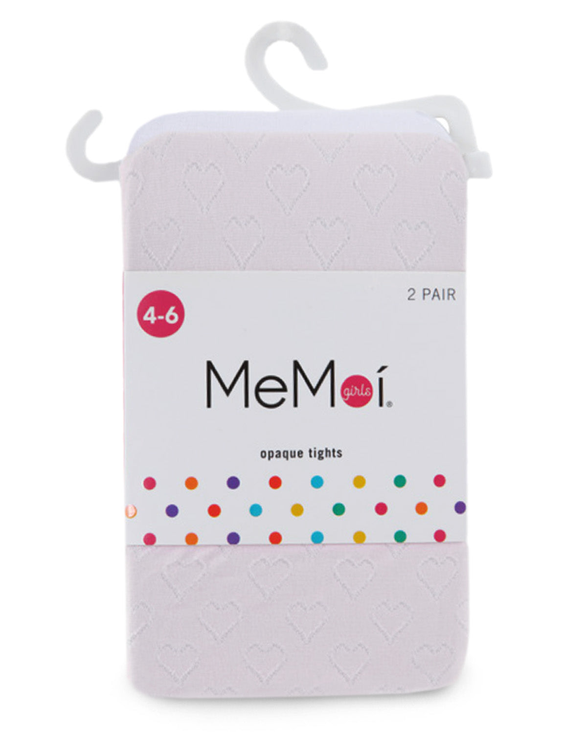 Girls' 2 Pair Pack Nylon Heart Tights : Color: White-White