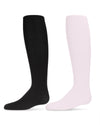 Solid Girl’s Opaque Microfiber Tights 2-Pack : Color: Black-Pink