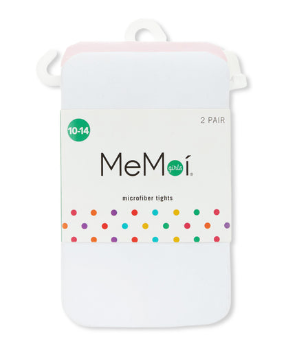 Solid Girl’s Opaque Microfiber Tights 2-Pack : Color: Pink-White