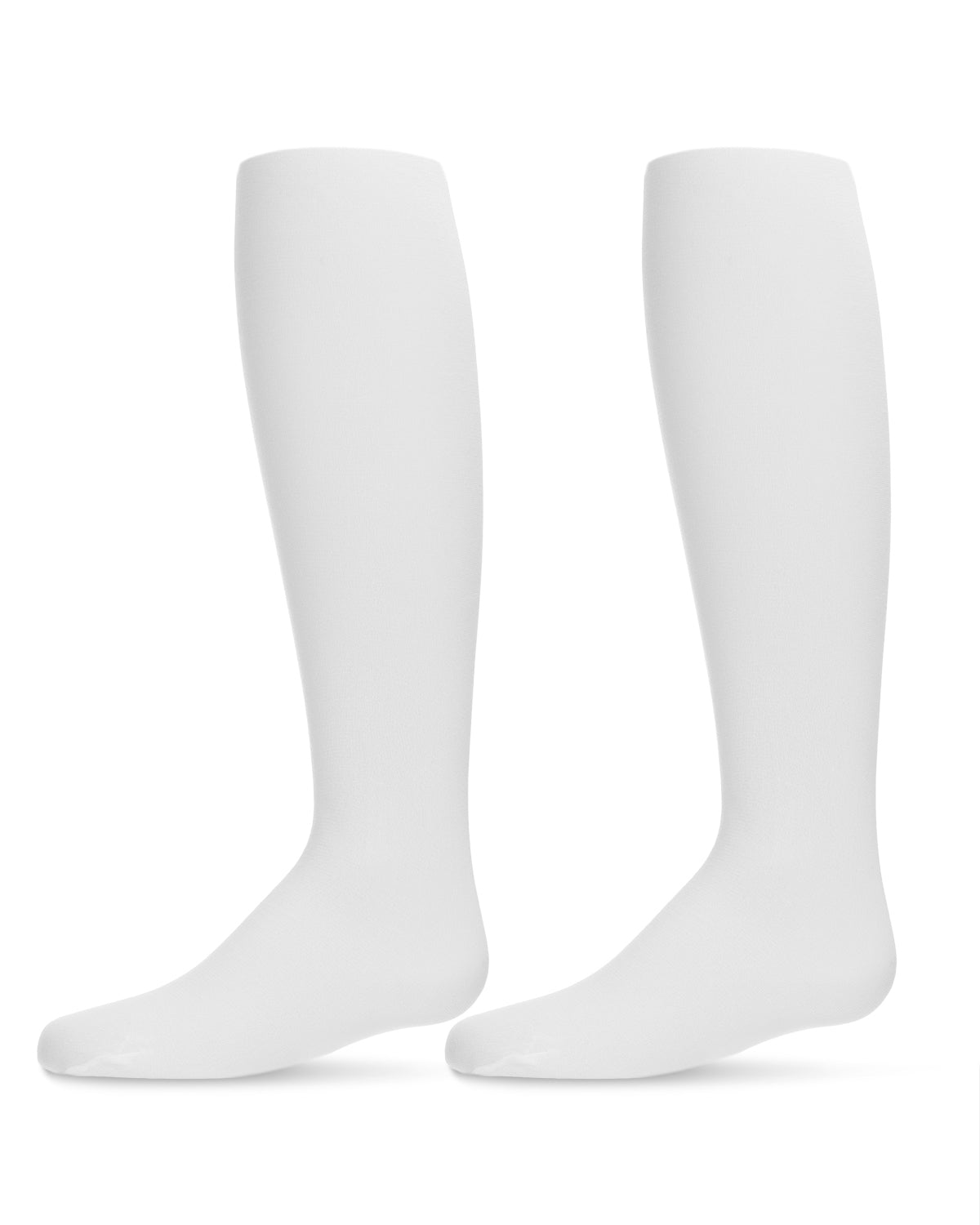 Solid Girl’s Opaque Microfiber Tights 2-Pack : Color: White-White