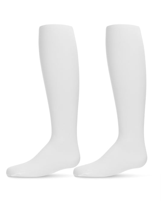 Solid Girl’s Opaque Microfiber Tights 2-Pack : Color: White-White