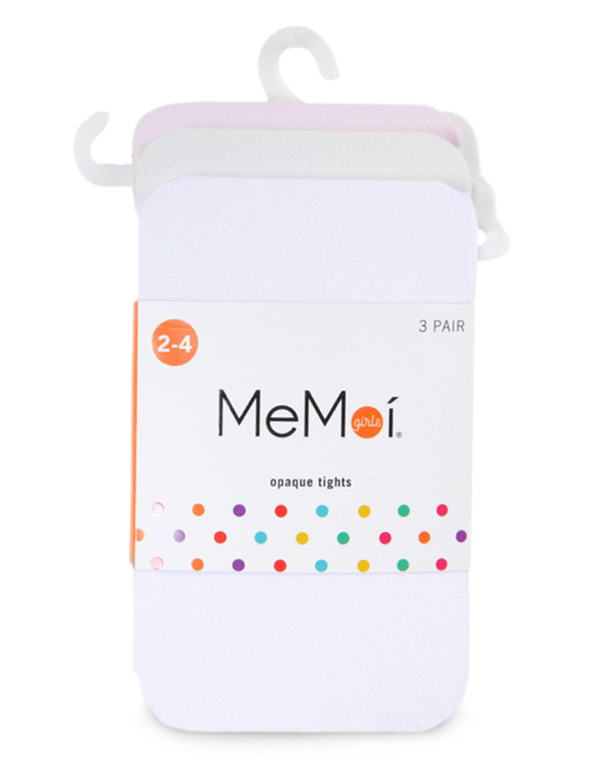 Girls' 3 Pair Pack Essential Rhumba Opaque Tights : Color: White/Ivory/Pink