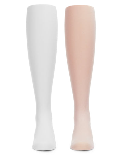 Infant Girl's Microfiber Tights Solid Color 2-Pack : Color: Pink-White
