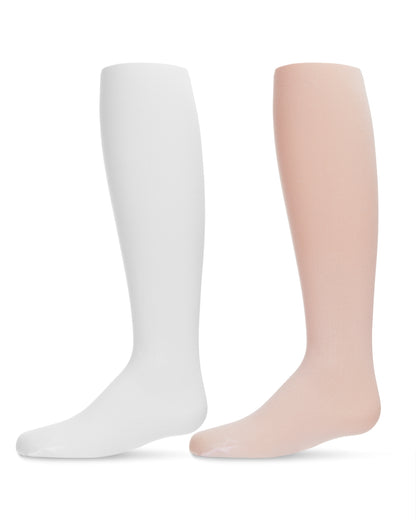 Infant Girl's Microfiber Tights Solid Color 2-Pack : Color: Pink-White
