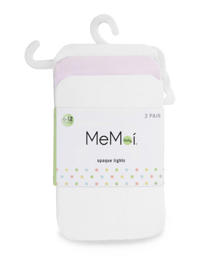 Infant Girl's Solid Nylon Opaque Basic Non-Binding Tights 3 Pack : Color: White-White-White