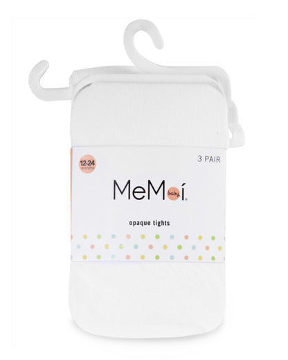 Infant Girl's Solid Nylon Opaque Basic Non-Binding Tights 3 Pack : Color: White-White-White