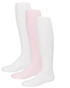 Infant Girl's Solid Nylon Opaque Basic Non-Binding Tights 3 Pack : Color: White-Pink-White