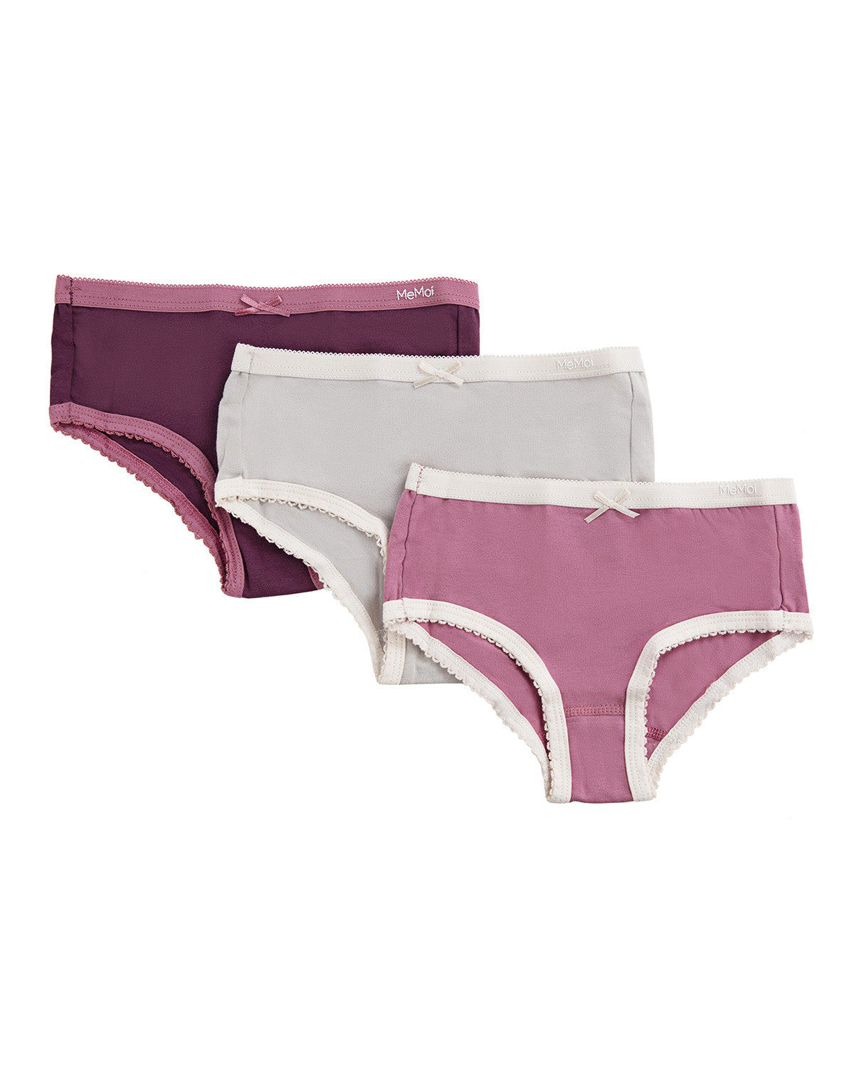 Girl’s Solid Cotton Briefs 3-Pack : Color: Heather Rose/Soft Gray/Rose Bud