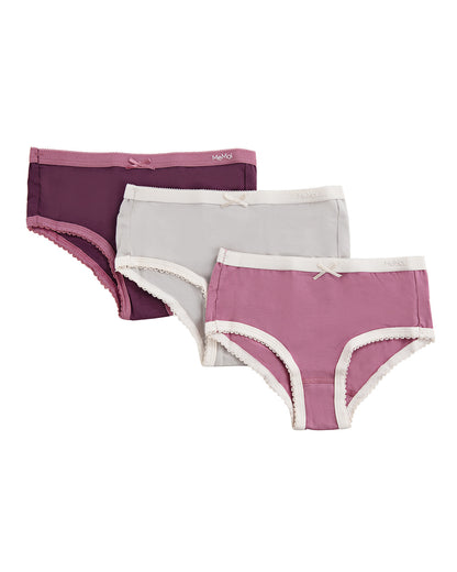 Girl’s Solid Cotton Briefs 3-Pack : Color: Heather Rose/Soft Gray/Rose Bud