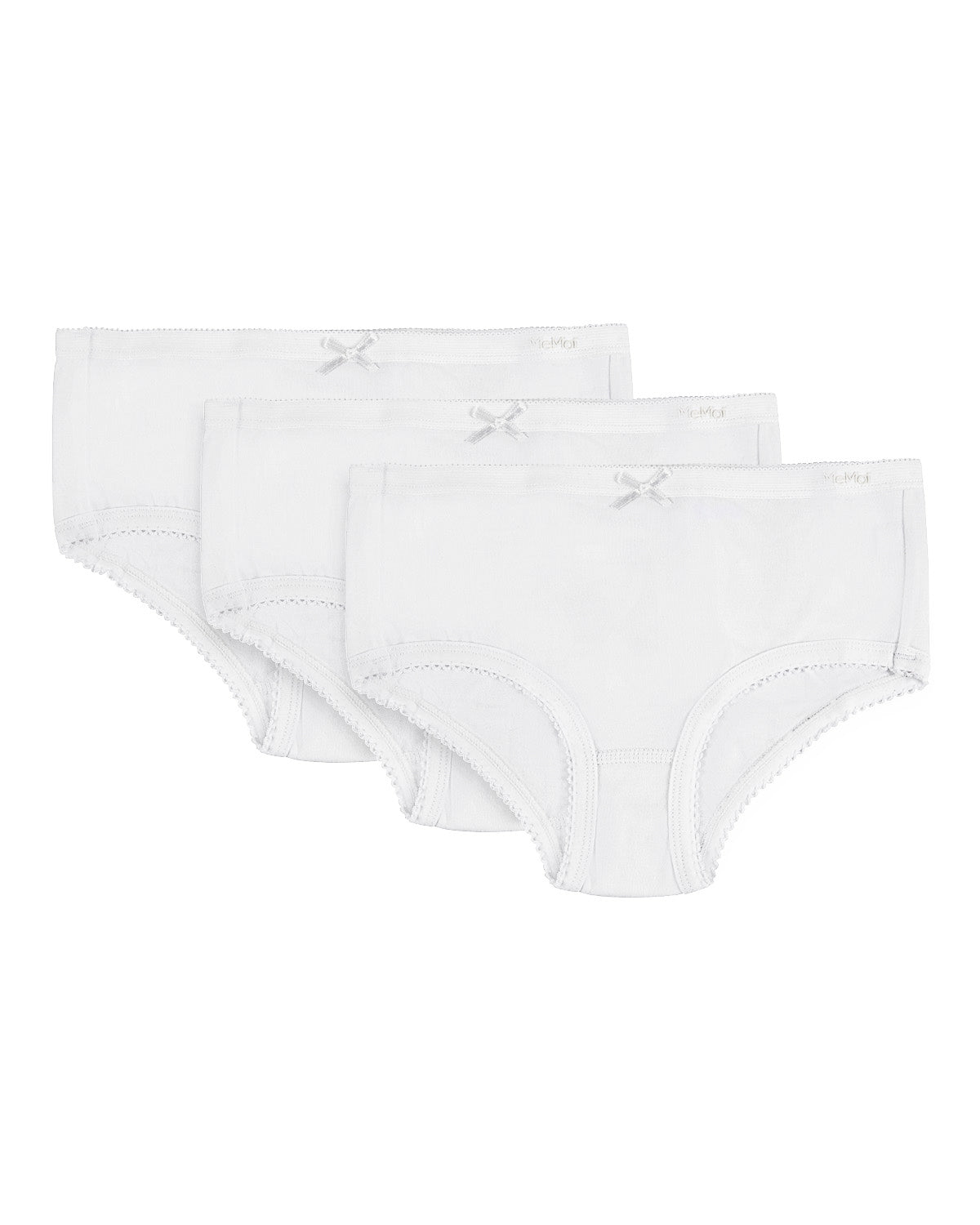 Girl’s Solid Cotton Briefs 3-Pack : Color: White