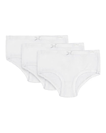 Girl’s Solid Cotton Briefs 3-Pack : Color: White
