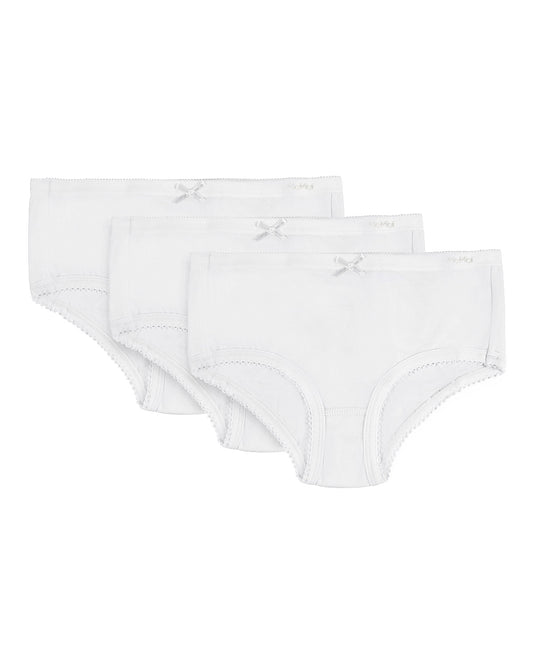 Girl’s Solid Cotton Briefs 3-Pack : Color: White