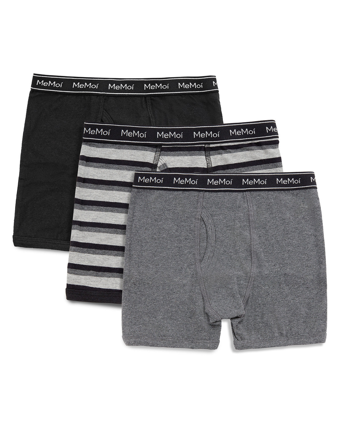Boy’s 3 Pair Pack Boxer Briefs : Color: Black-Gray Heather/Dark Gray Heather