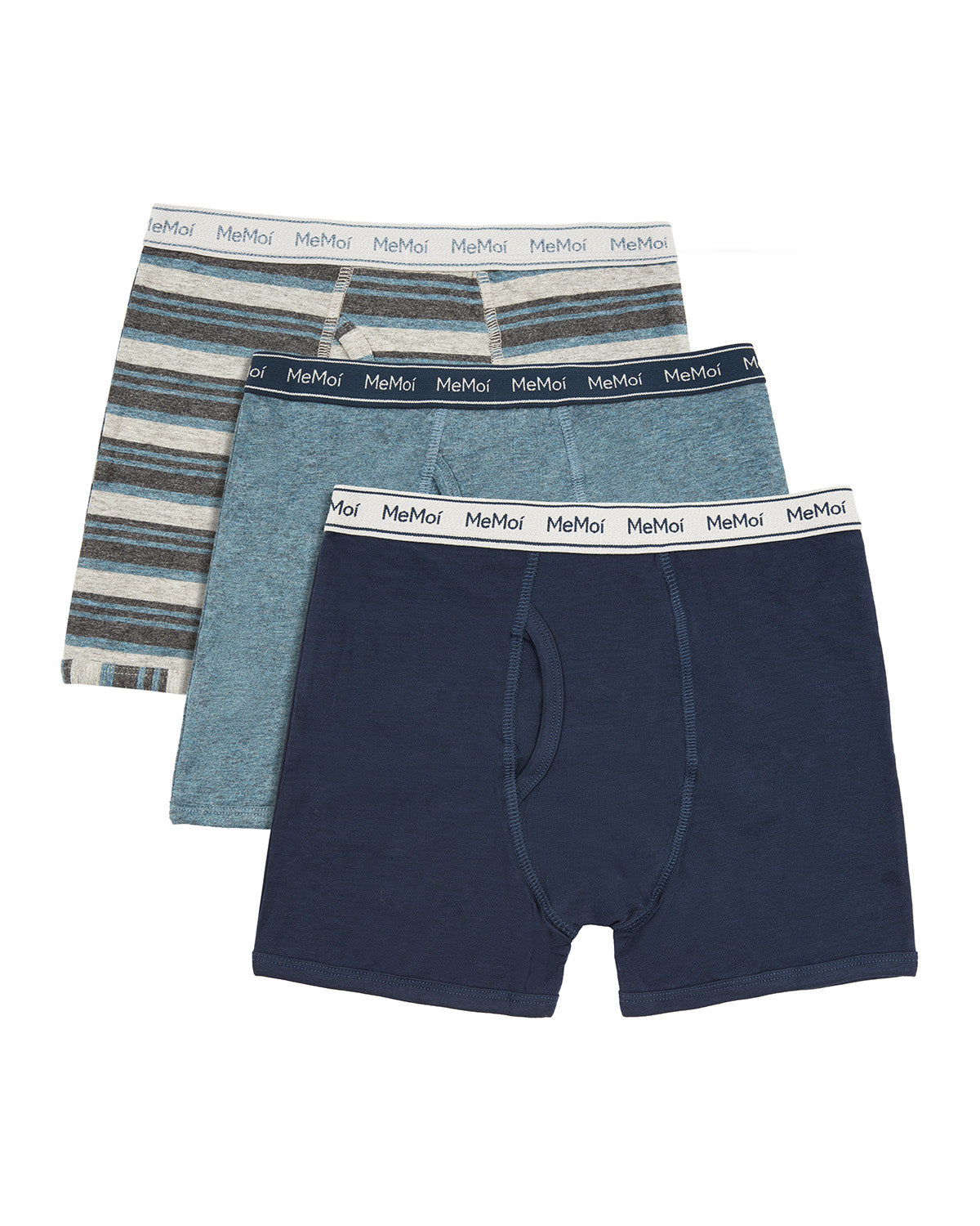 Boy’s 3 Pair Pack Boxer Briefs : Color: Blue Heather Stripe