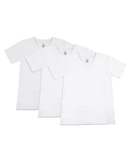 Boy’s V-Neck Cotton T-Shirt 3-Pack : Color: White