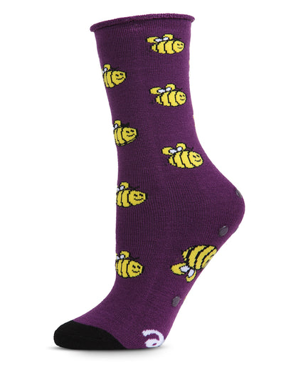 Bee Well Soon Greeting Card Crew Socks : Color: Imperial Purple