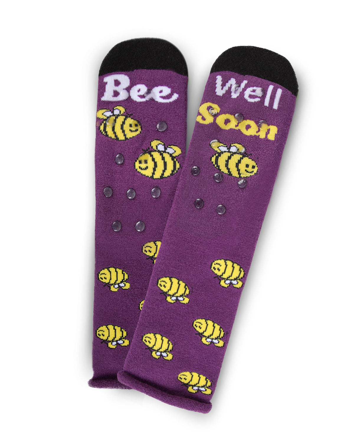 Bee Well Soon Greeting Card Crew Socks : Color: Imperial Purple
