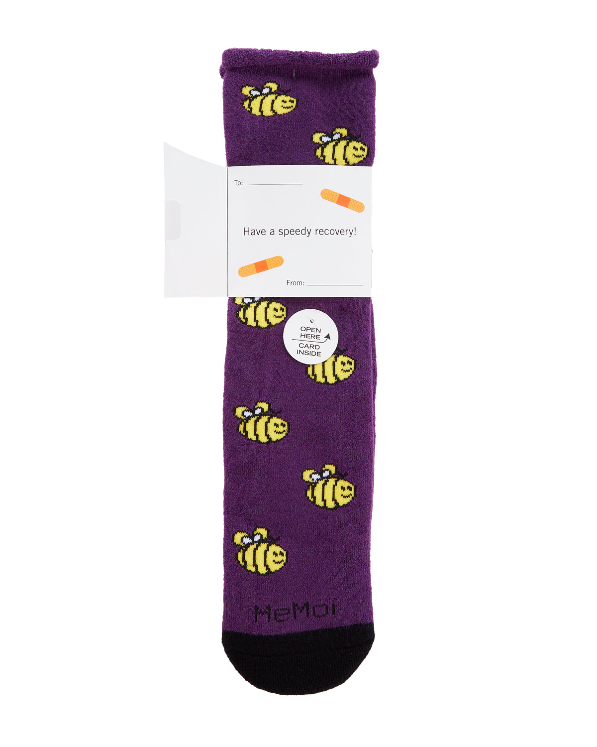 Bee Well Soon Greeting Card Crew Socks : Color: Imperial Purple