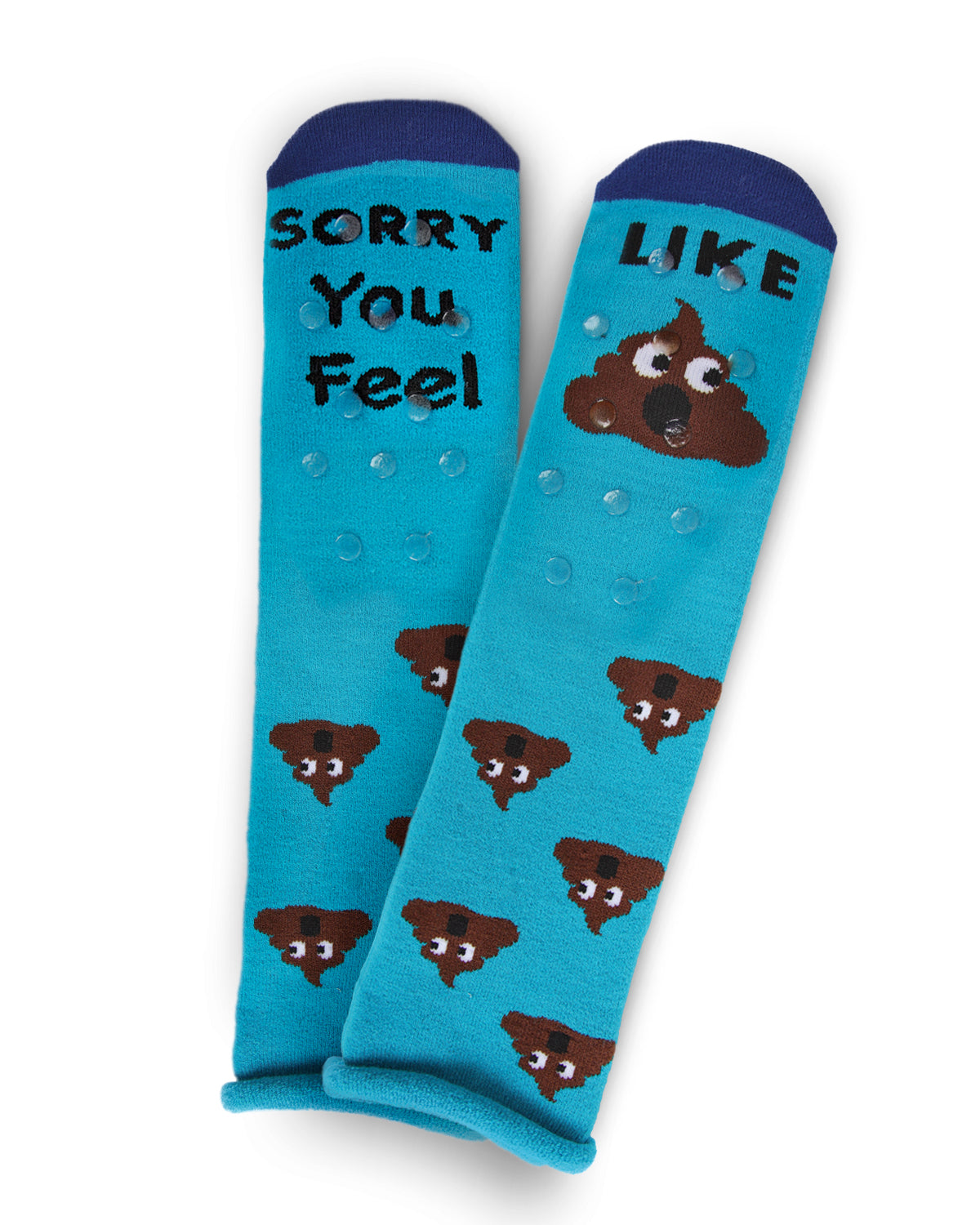 Sorry You Feel Like Poop Emoji Greeting Card Crew Socks : Color: Turquoise