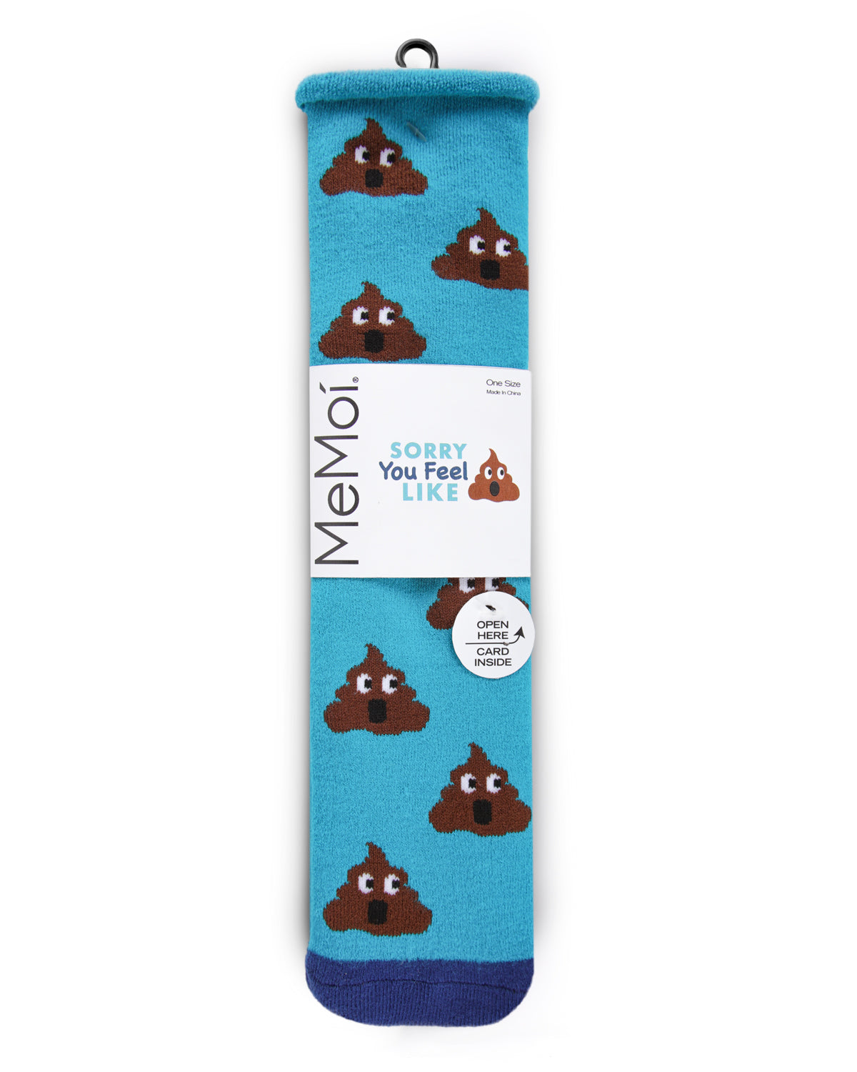 Sorry You Feel Like Poop Emoji Greeting Card Crew Socks : Color: Turquoise