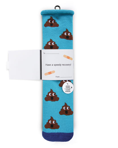 Sorry You Feel Like Poop Emoji Greeting Card Crew Socks : Color: Turquoise