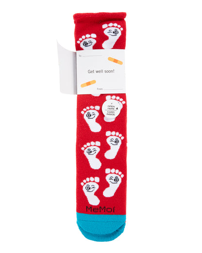 Back On Your Feet Greeting Card Crew Socks : Color: Red