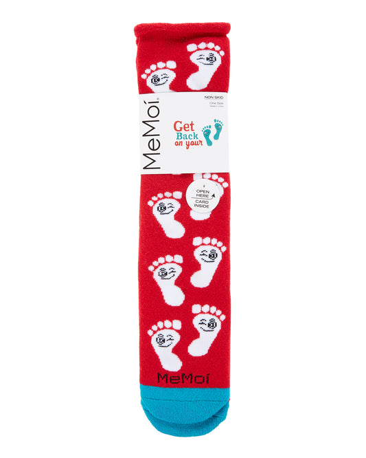 Back On Your Feet Greeting Card Crew Socks : Color: Red