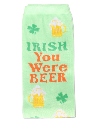 Irish You Were Beer Greeting Card Crew Socks : Color: Lime