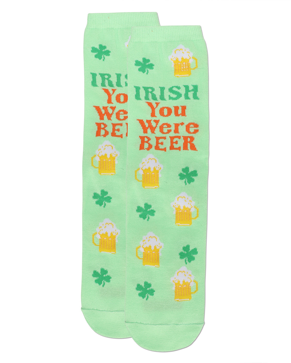 Irish You Were Beer Greeting Card Crew Socks : Color: Lime