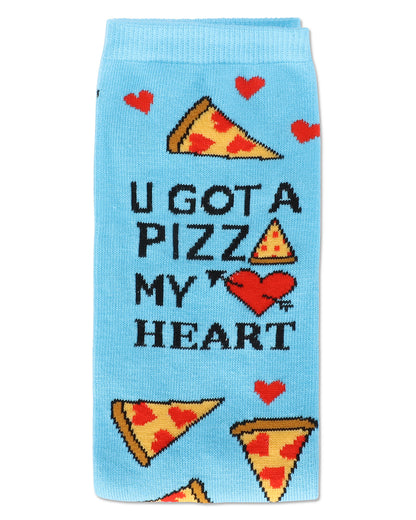 U Gotta Pizza My Heart Greeting Card Socks : Color: Blue Grotto