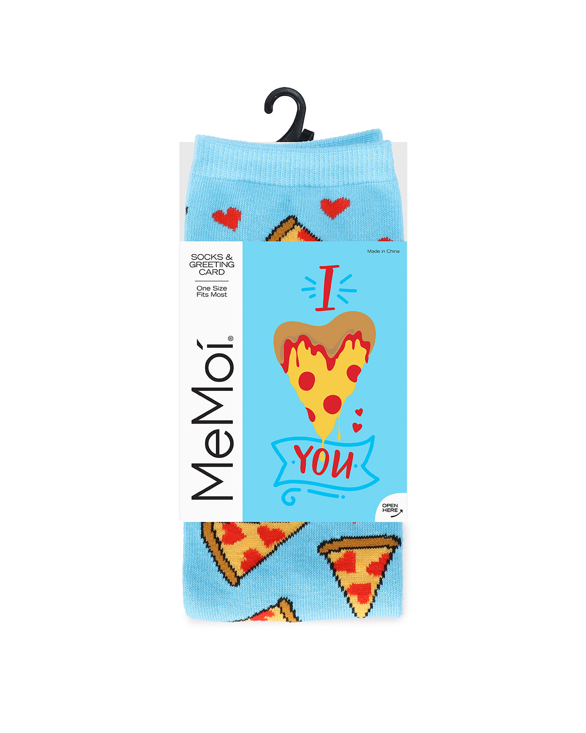 U Gotta Pizza My Heart Greeting Card Socks : Color: Blue Grotto