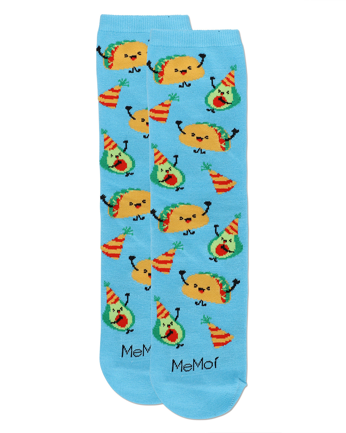Have a FantasTACO Birthday Greeting Card Crew Socks : Color: Blue Grotto
