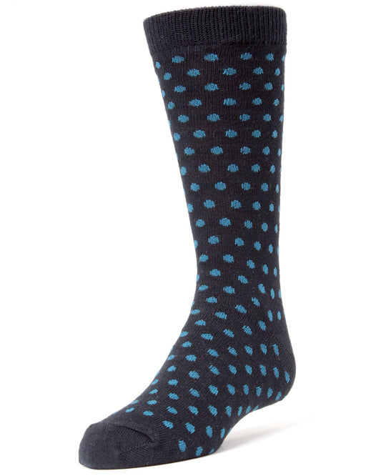 Polka Dot Cotton Blend Boys Dress Socks : Color: Navy