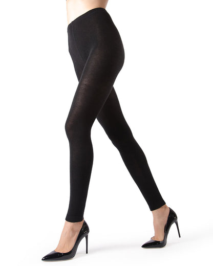 Women's Luxury 10% Cashmere Footless Tights : Color: Black
