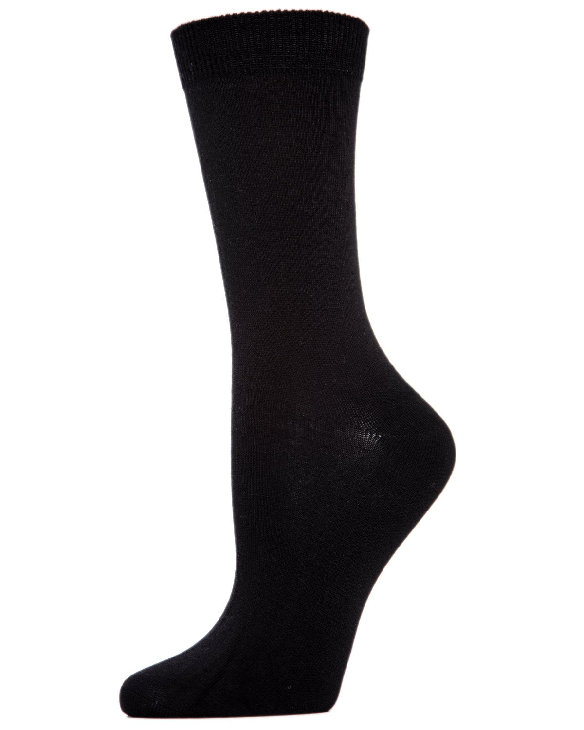 Women's Flat-Knit Bamboo Blend Crew Socks : Color: Black