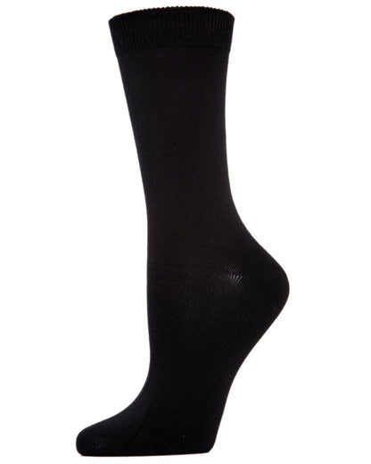 Women's Flat-Knit Bamboo Blend Crew Socks : Color: Black