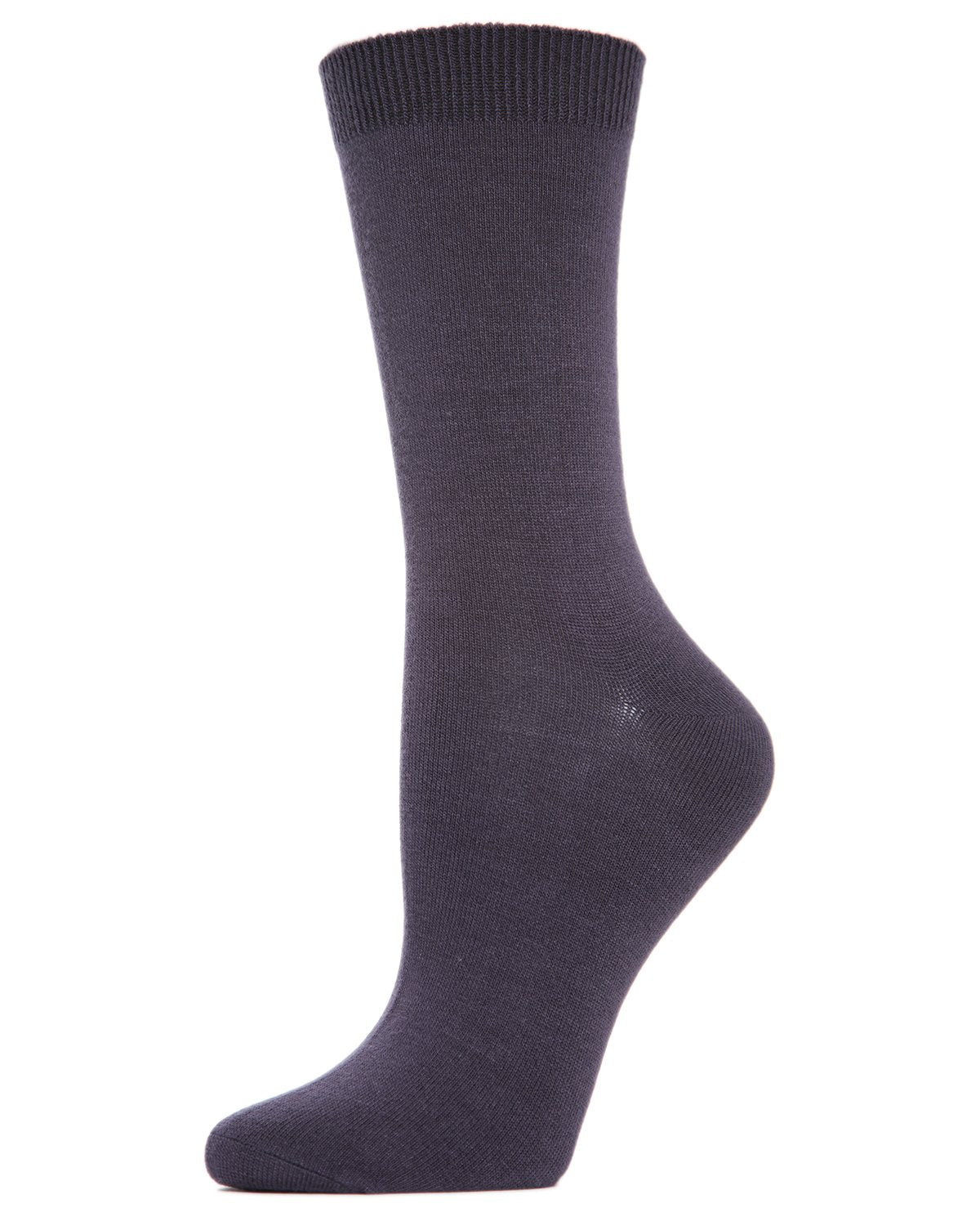 Women's Flat-Knit Bamboo Blend Crew Socks : Color: Charcoal