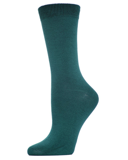 Women's Flat-Knit Bamboo Blend Crew Socks : Color: Dark Teal