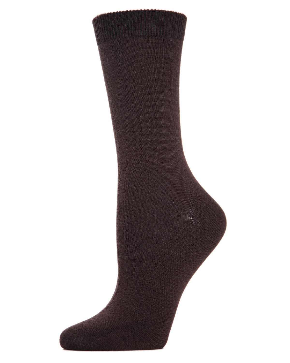 Women's Flat-Knit Bamboo Blend Crew Socks : Color: Espresso