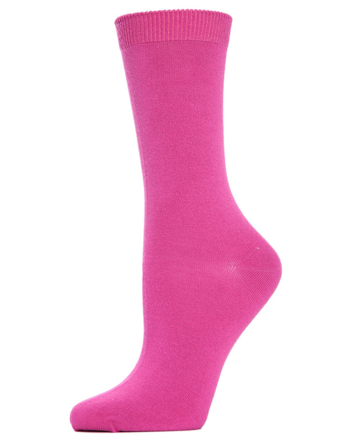 Women's Flat-Knit Bamboo Blend Crew Socks : Color: Fuchsia