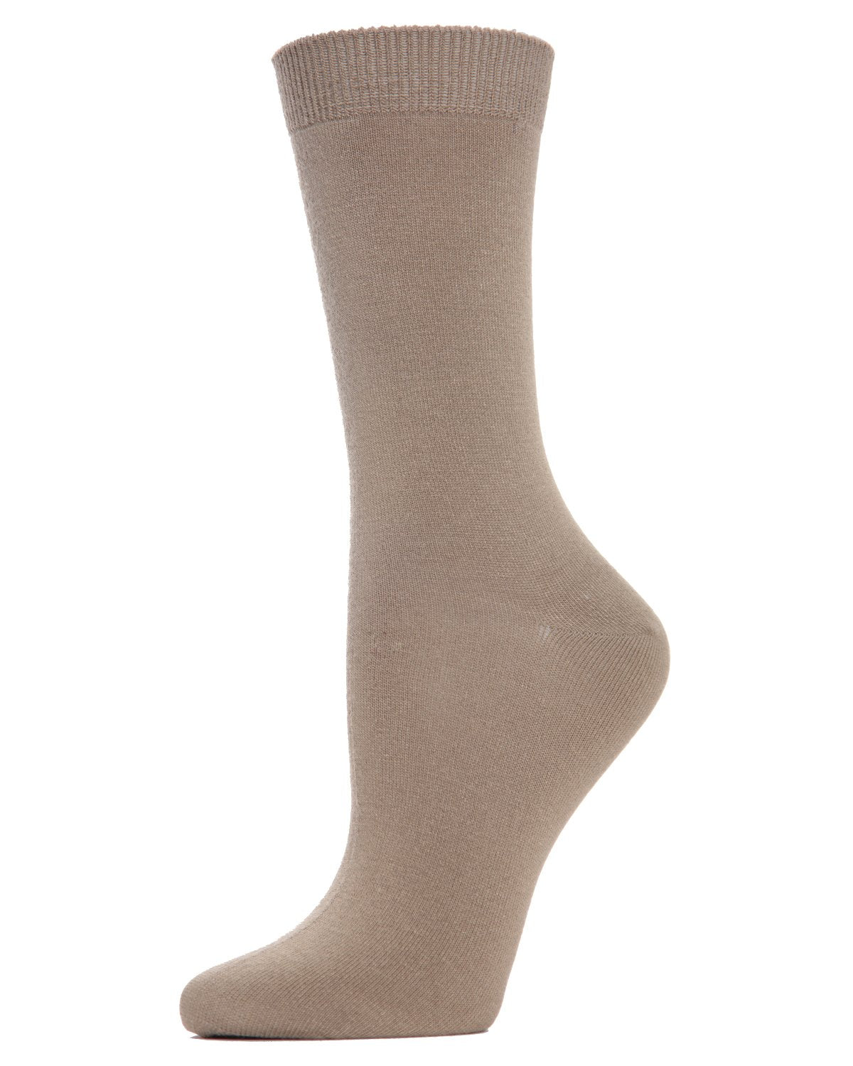 Women's Flat-Knit Bamboo Blend Crew Socks : Color: Khaki