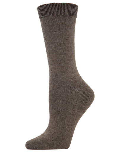 Women's Flat-Knit Bamboo Blend Crew Socks : Color: Military Olive