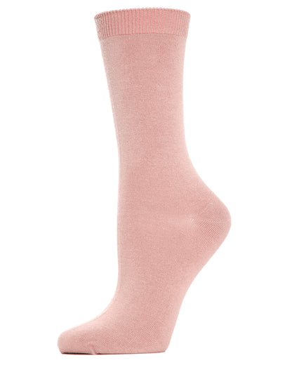 Women's Flat-Knit Bamboo Blend Crew Socks : Color: Misty Rose