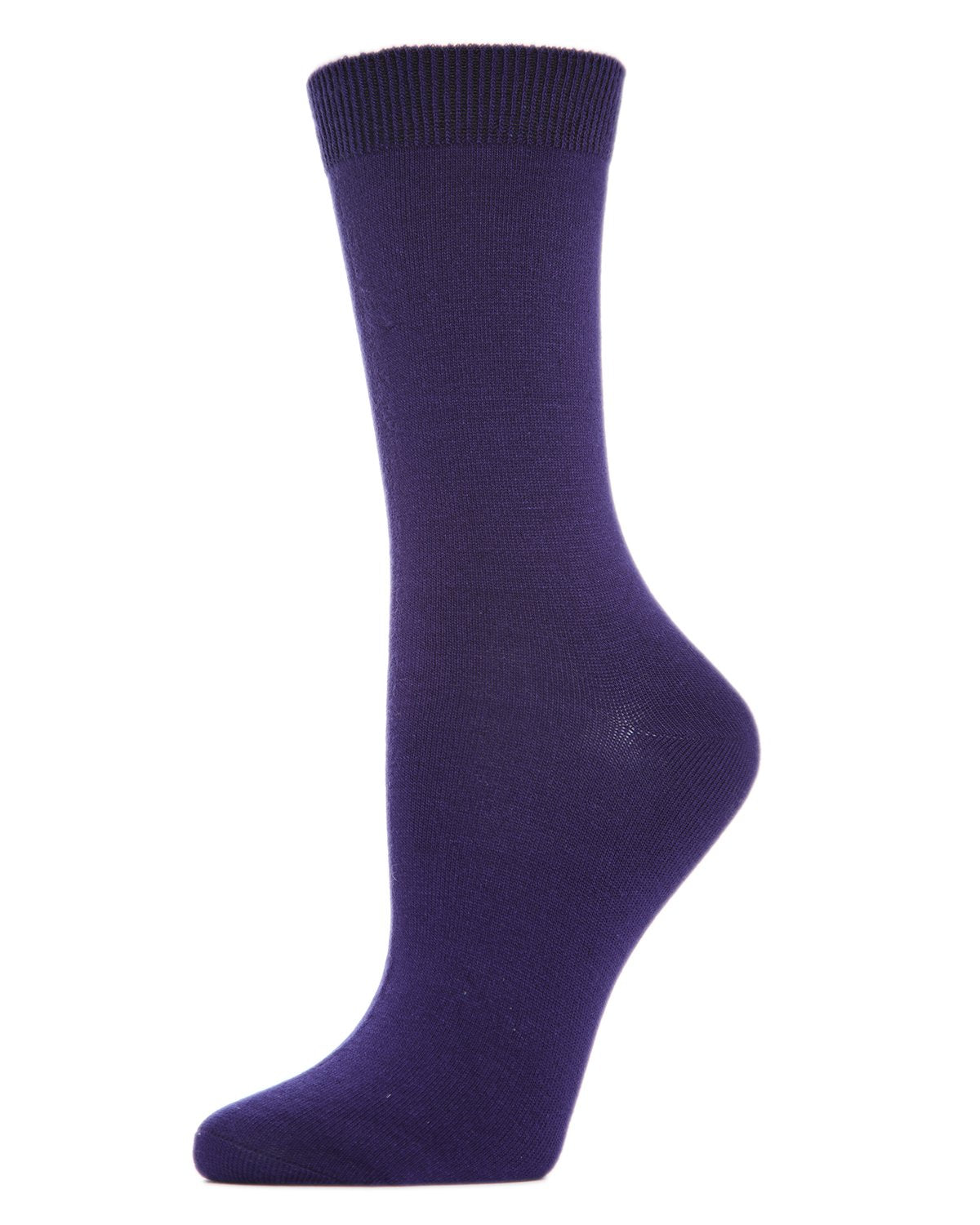Women's Flat-Knit Bamboo Blend Crew Socks : Color: Violet Impression