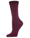 Women's Flat-Knit Bamboo Blend Crew Socks : Color: Wine