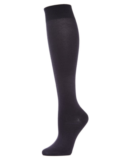 Women's Natural Bamboo Blend Solid Knit Knee High Socks : Color: Charcoal