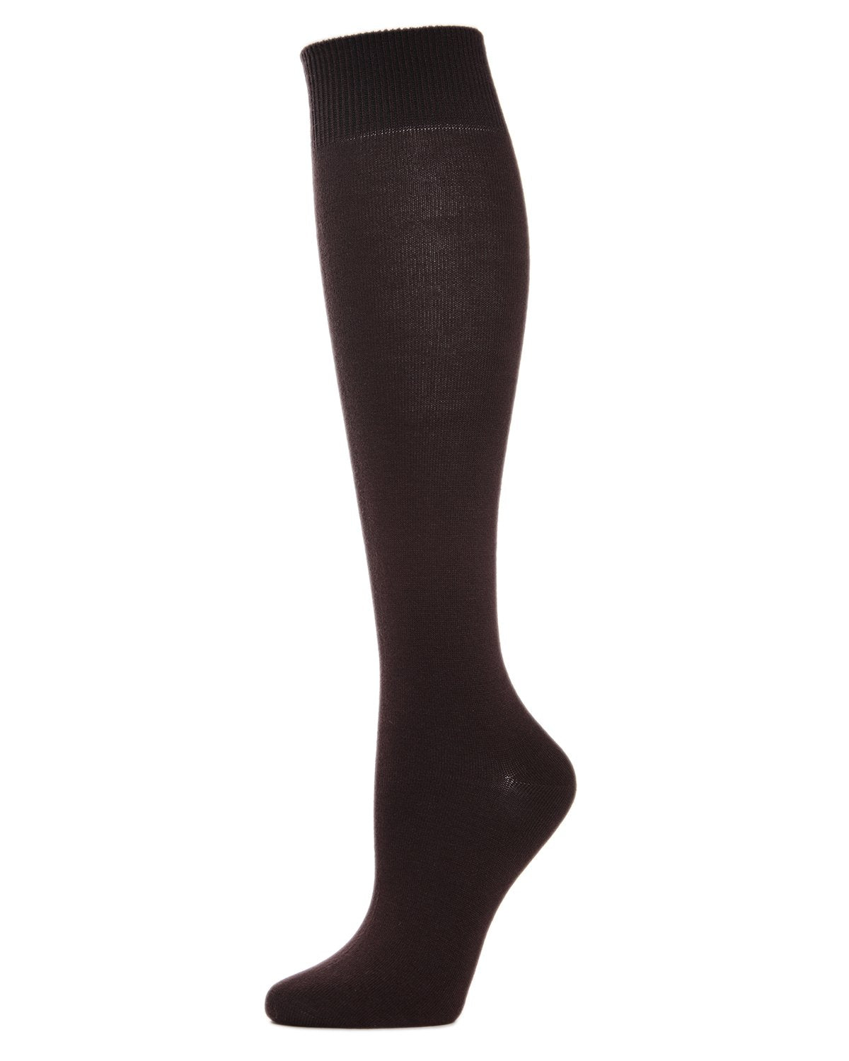 Women's Natural Bamboo Blend Solid Knit Knee High Socks : Color: Espresso