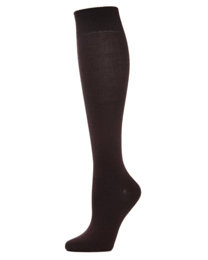 Women's Natural Bamboo Blend Solid Knit Knee High Socks : Color: Espresso