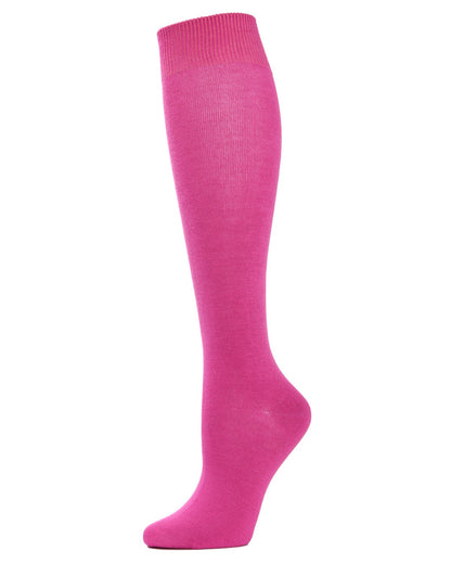 Women's Natural Bamboo Blend Solid Knit Knee High Socks : Color: Fuchsia